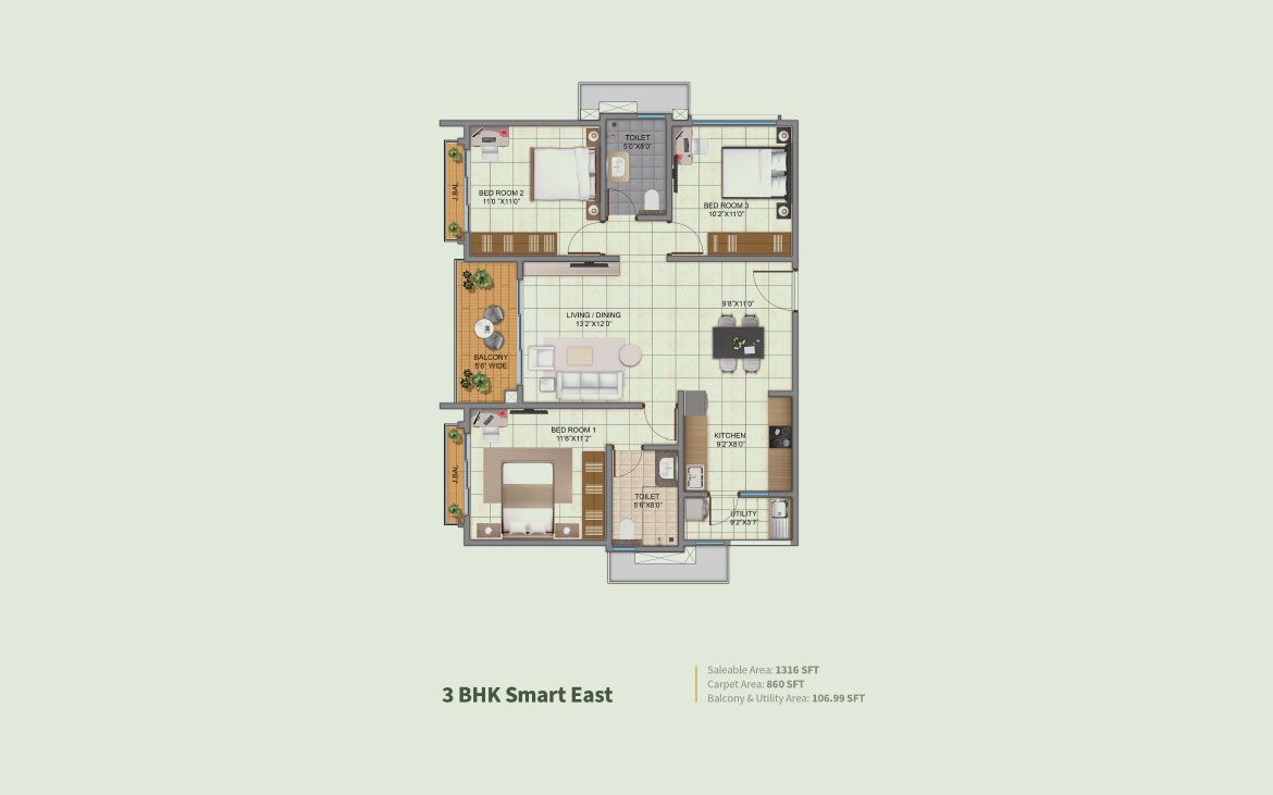 3.5 BHK Floor Plan