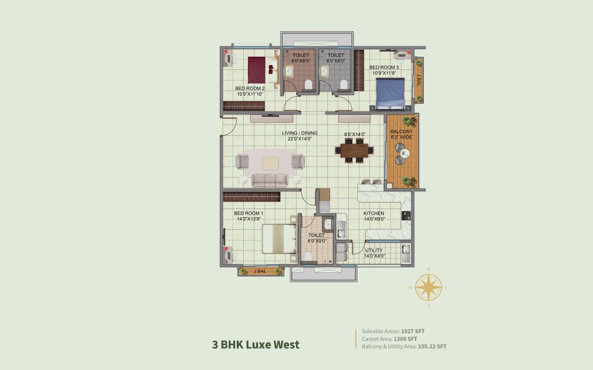 4.5 BHK Floor Plan